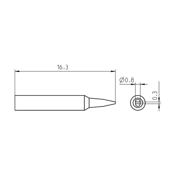 Weller Pico Lötspitze RTP 008 S MS, meißelförmig Ø 0,8 × 0,3 mm, MIL-SPEC