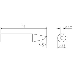 Weller RTMS Micro Lötspitze RTMS 012 B MS, schräg Ø 1,2 mm, MIL SPEC