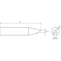 Weller Ultra Lötspitze RTU 020 B MS, abgeschrägt Ø 2,0 mm, MIL-SPEC