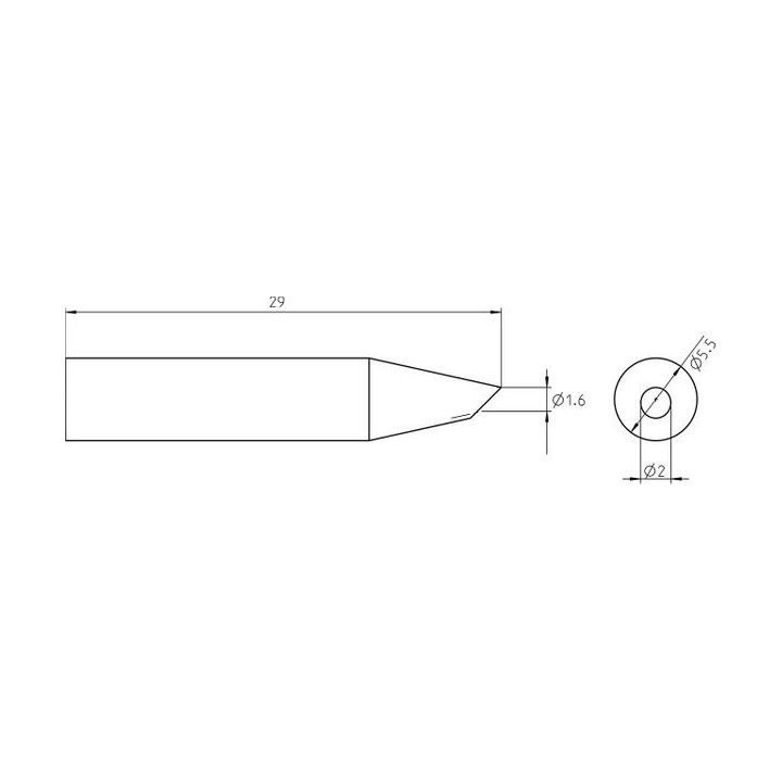Weller Ultra Lötspitze RTU 020 B MS, abgeschrägt Ø 2,0 mm, MIL-SPEC