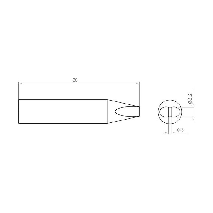 Weller Ultra Lötspitze RTU 022 S MS, meißelförmig Ø 2,2 mm × 0,6 mm
