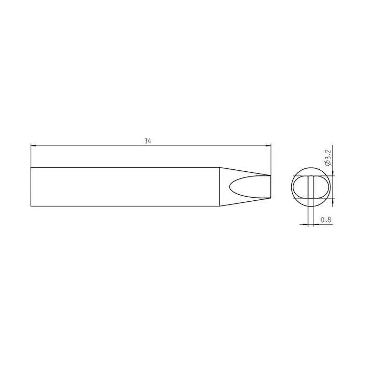 Weller Ultra Lötspitze RTU 032 S L MS, meißelförmig lang Ø 3,2 × 0,8 mm, MIL-SPEC