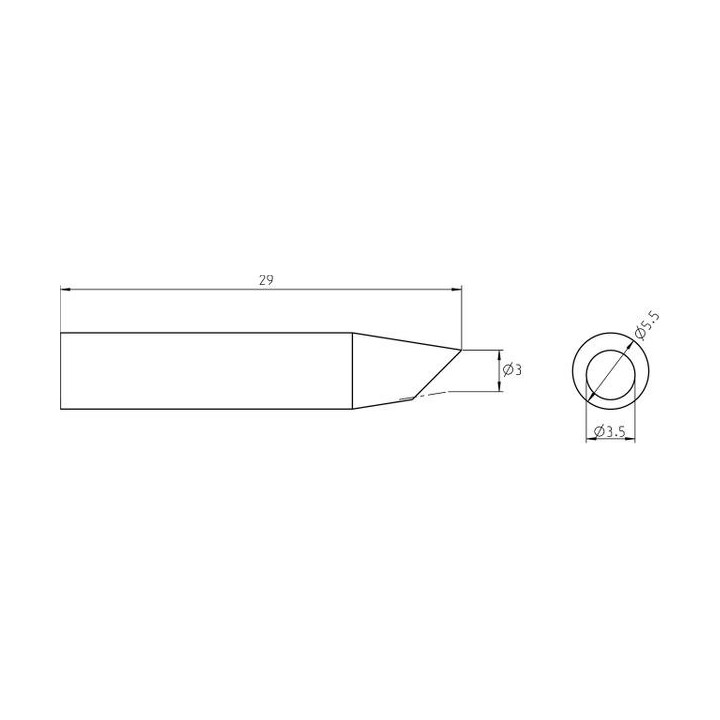 Weller Ultra Lötspitze RTU 035 B MS, abgeschrägt Ø 3,5 mm, MIL-SPEC