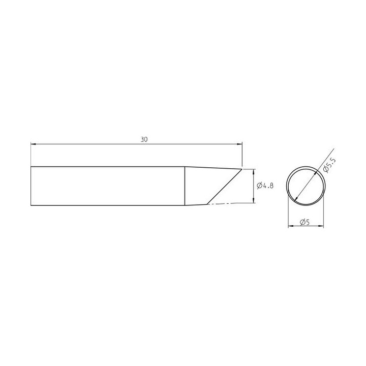 Weller Ultra Lötspitze RTU 050 B MS, abgeschrägt Ø 5,0 mm, MIL-SPEC