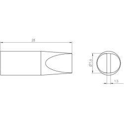 Weller Ultra Lötspitze RTU 076 S MS, meißelförmig Ø 7,6 × 1,5 mm, MIL-SPEC