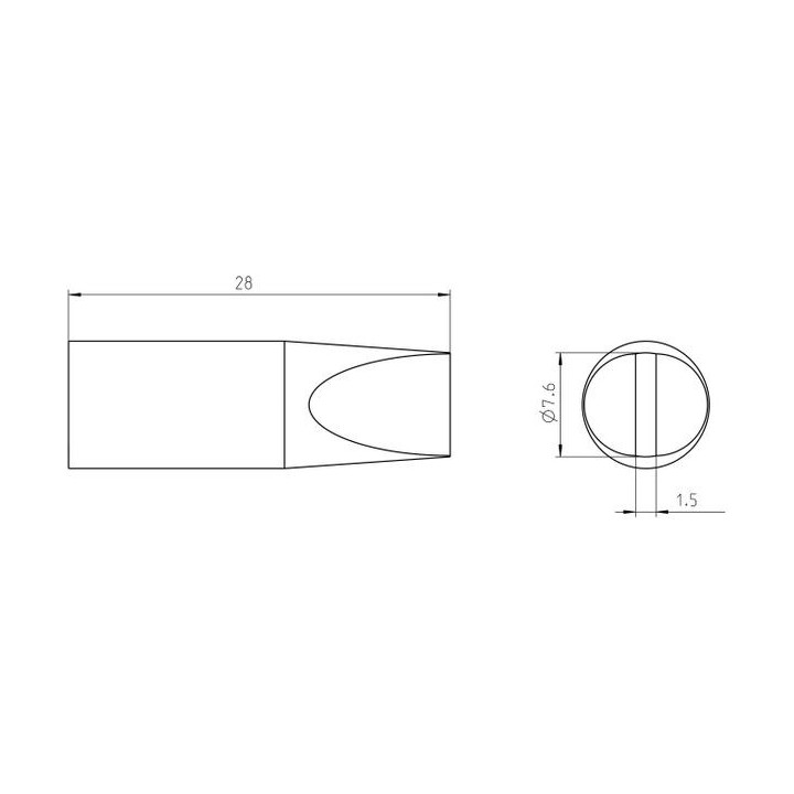 Weller Ultra Lötspitze RTU 076 S MS, meißelförmig Ø 7,6 × 1,5 mm, MIL-SPEC