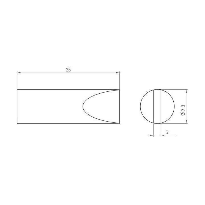 Weller Ultra Lötspitze RTU 093 S MS, meißelförmig Ø 9,3 × 2,0 mm, MIL-SPEC