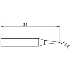 Weller Ultra Lötspitze RTUS 018 S L MS, meißelförmig, 1,8 X 0,8 mm, MIL SPEC