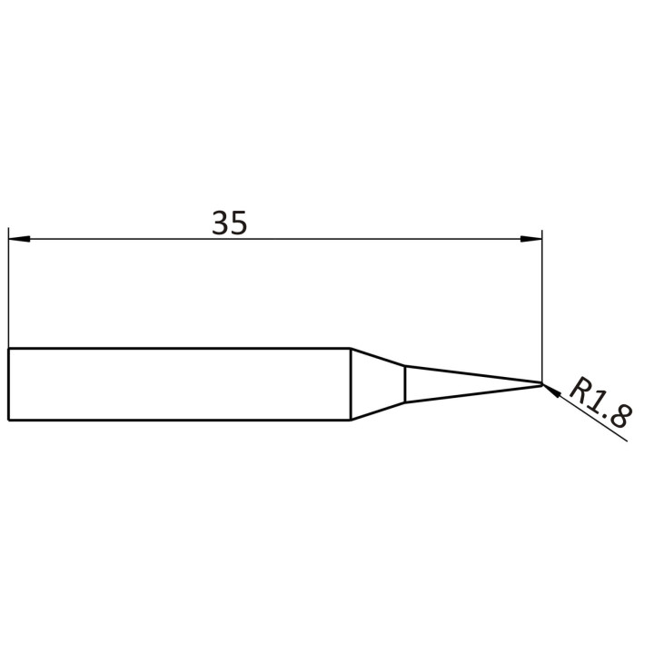 Weller Ultra Lötspitze RTUS 018 S L MS, meißelförmig, 1,8 X 0,8 mm, MIL SPEC