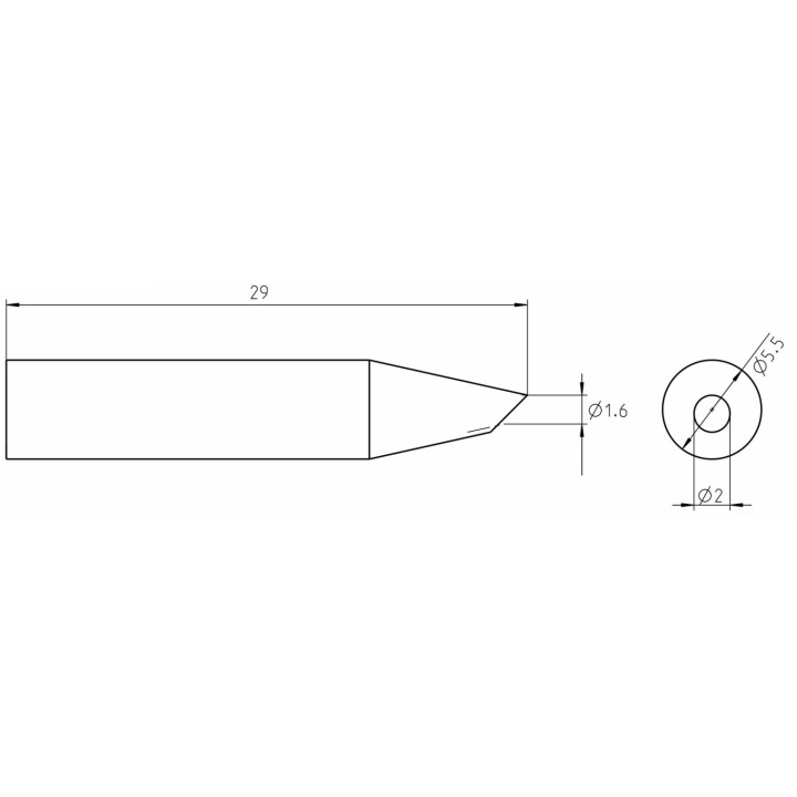 Weller Ultra Lötspitze RTUS 020 B MS, schräg 2,0 mm, MIL SPEC