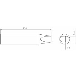 Weller Ultra Lötspitze RTUS 032 S L MS, meißelförmig, 3,2 X 0,8 mm, MIL SPEC lang