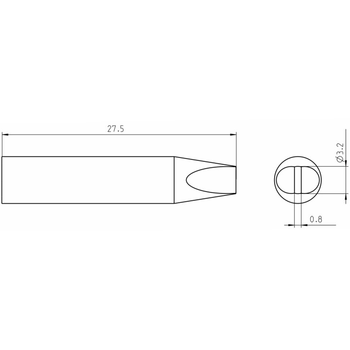 Weller Ultra Lötspitze RTUS 032 S L MS, meißelförmig, 3,2 X 0,8 mm, MIL SPEC lang
