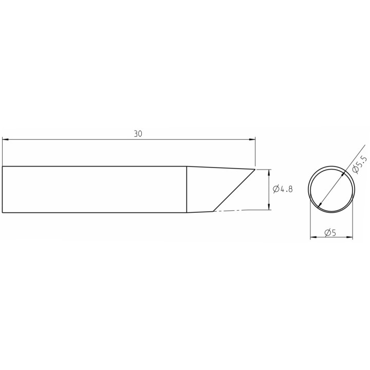 Weller Ultra Lötspitze RTUS 050 B MS, schräg 5,0 mm, MIL SPEC