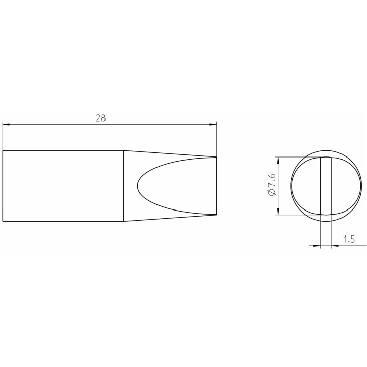 Weller Ultra Lötspitze RTUS 076 S MS, meißelförmig, 7,6 X 1,5 mm, MIL SPEC