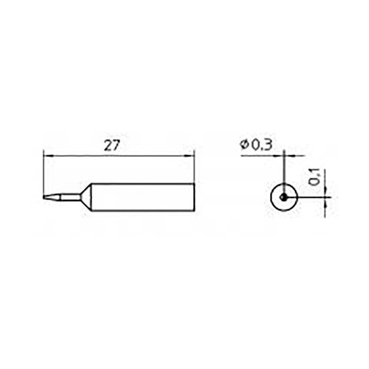 Weller Lötspitze XNT 1SCNW, meisselform, verchromt, unbenetzbar 0,3 x 0,1 mm, 27 mm