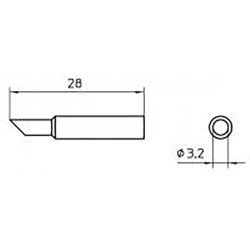 Weller Lötspitze XNT CC 45°, rundform abgeschrägt 45°, 3,2 mm, 28 mm