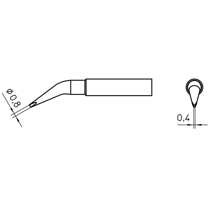 Weller Lötspitze XNT-HX, meißelförmig gebogen 30°, 0,8 x 0,4 mm