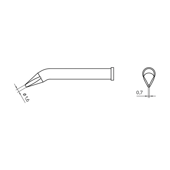 Weller Lötspitze XT AX 30°, flacher Meißel, Ø 1,6 mm