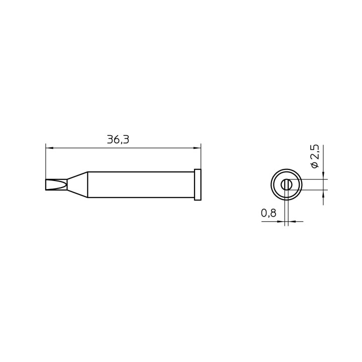 Weller Lötspitze XT-BSC flacher Meißel, 2,5 x 0,8 mm