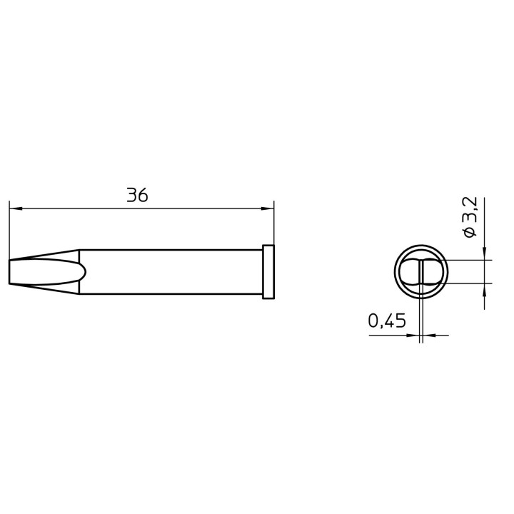 Weller Lötspitze XT-CSL flacher Meißel, 0,45 x 3,2 mm