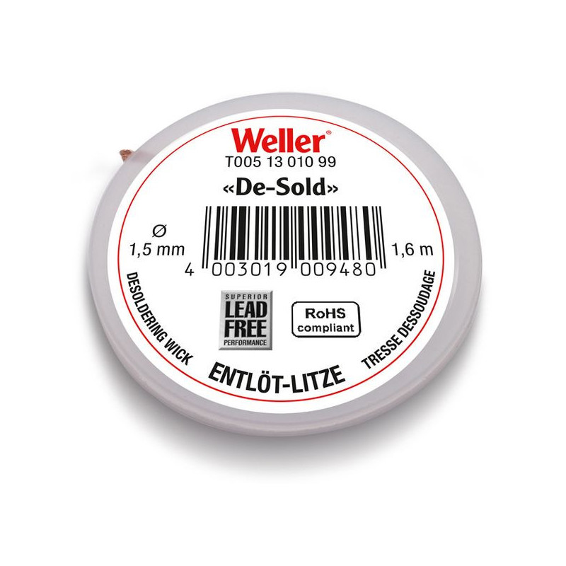 Weller Entlötlitze, Breite 1,5 mm, 1,6 m Spule