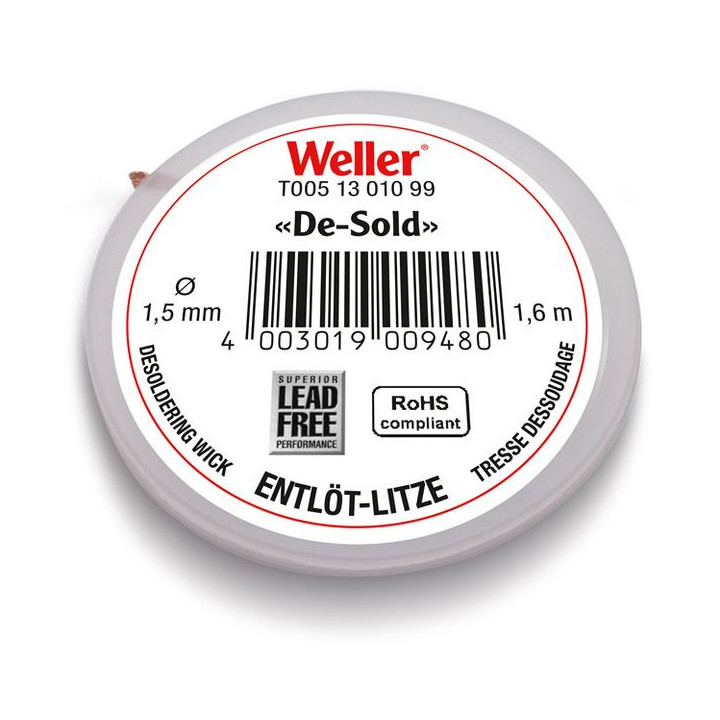 Weller Entlötlitze, Breite 1,5 mm, 1,6 m Spule