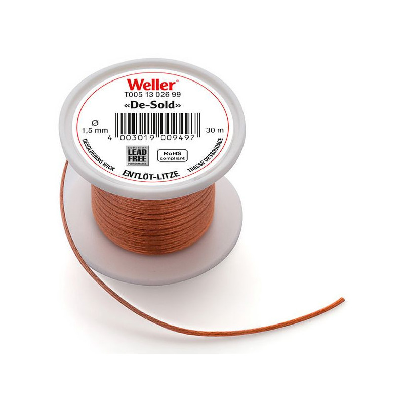 Weller Entlötlitze, bleifrei, Breite 1,5 mm, 30 m Rolle