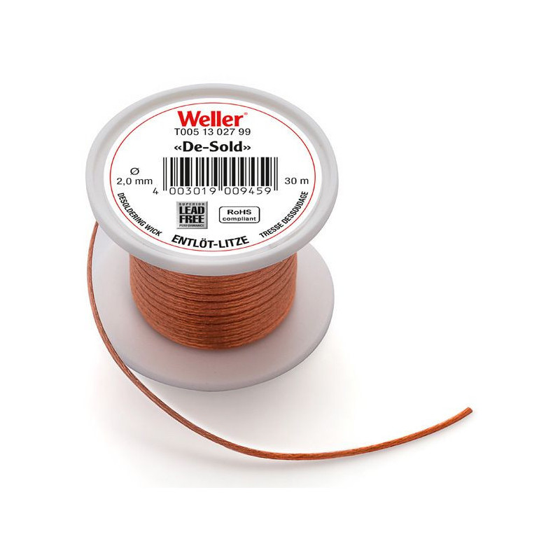 Weller Entlötlitze, bleifrei, Breite 2,0 mm, 30 m Rolle
