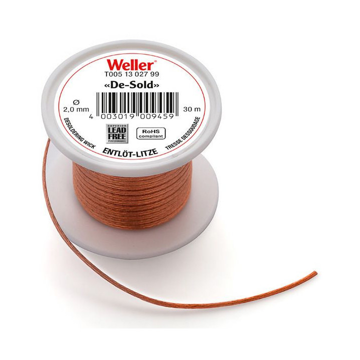 Weller Entlötlitze, bleifrei, Breite 2,0 mm, 30 m Rolle