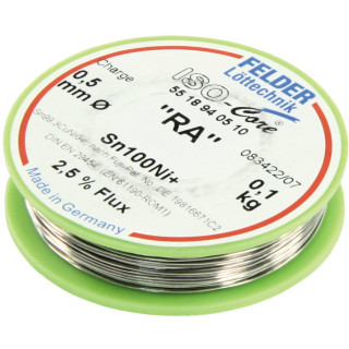 Felder Lötzinn auf Rolle FELDER ISO-Core "RA", 0,5mm, 100g, bleifrei(Sn100%Ni+)