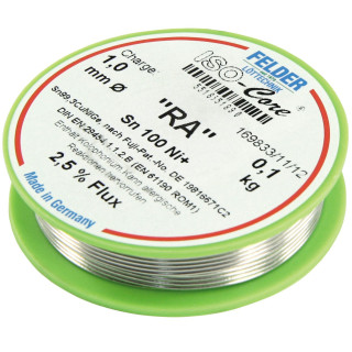 Felder Lötzinn auf Rolle FELDER ISO-Core "RA", 1,0mm, 100g, bleifrei (Sn100%Ni+)
