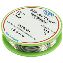 Felder Lötzinn auf Rolle FELDER, ISO-Core "Clear", 1,0mm, 100g, bleifrei (Sn100%Ni+)