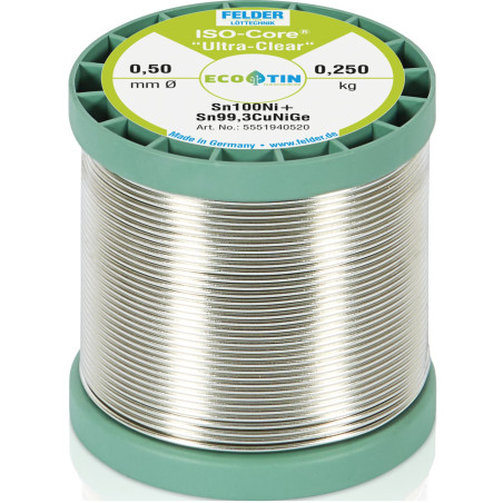Felder Lötdraht FELDER ISO-CORE "Ultra Clear", Sn100Ni+, 0,5mm, 250g, bleifrei
