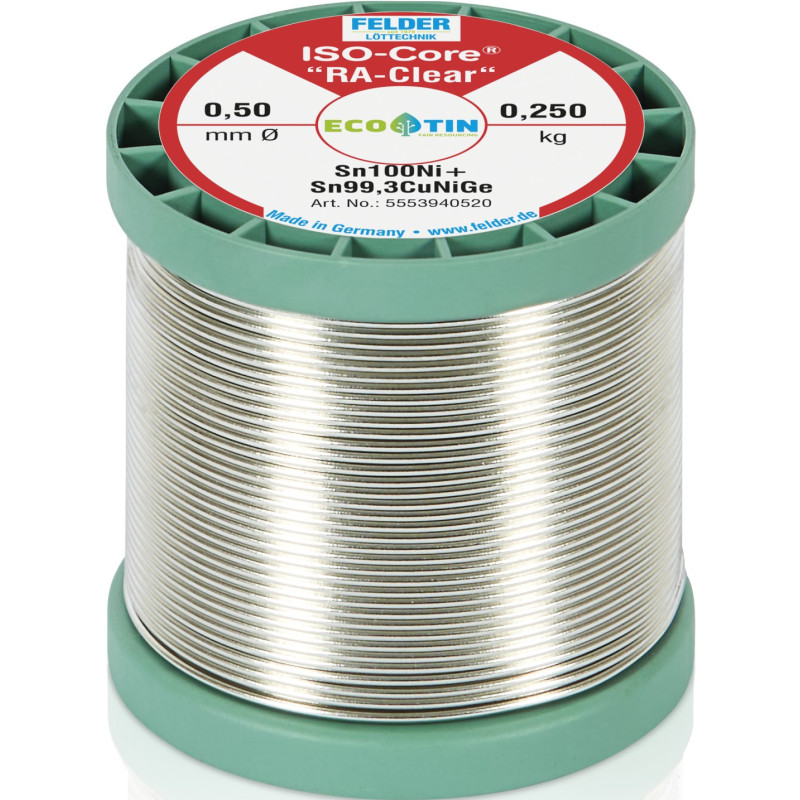 Felder Lötdraht FELDER ISO-CORE "RA-Clear", Sn100Ni+, 0,5mm, 250g, bleifrei