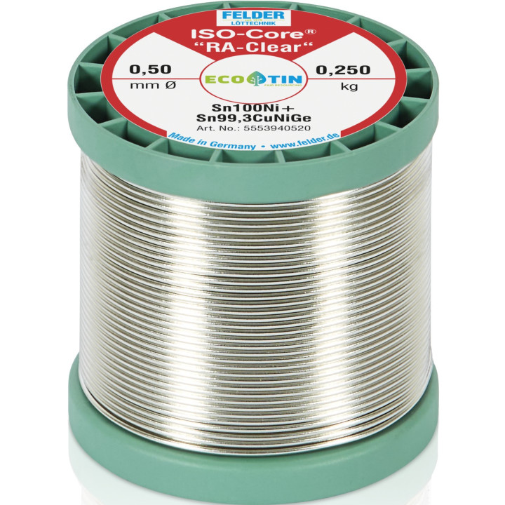 Felder Lötdraht FELDER ISO-CORE "RA-Clear", Sn100Ni+, 0,5mm, 250g, bleifrei