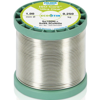 Felder Lötdraht FELDER ISO-CORE "RA Clear", Sn100Ni+, 1,0mm, 250g, bleifrei