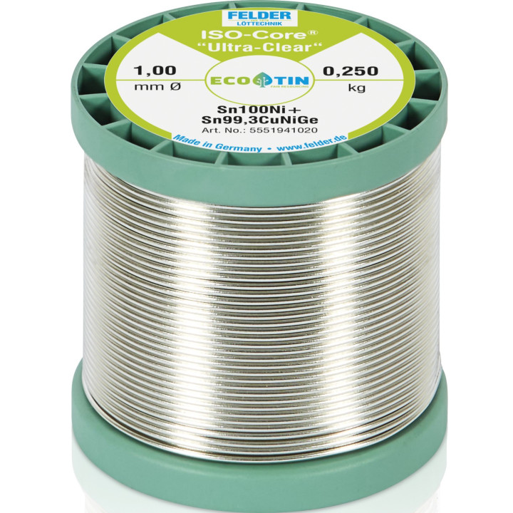 Felder Lötdraht FELDER ISO-CORE "RA Clear", Sn100Ni+, 1,0mm, 250g, bleifrei