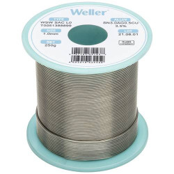 Weller T0051388899 WSW SAC L0 Lötzinn, bleifrei Spule Sn3,0Ag0,5Cu, 250g, 1mm