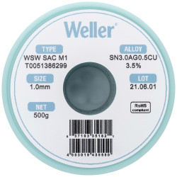 Weller T0051386299 WSW SAC M1 Lötzinn, bleifrei Spule Sn3,0Ag0,5Cu, 500g, 1mm