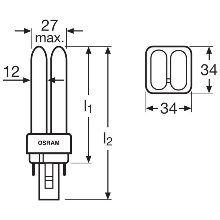 Osram DULUX D/E 26W/865 G24q3, 4P DIM Energiesparlampe, 6500 K, Daylight