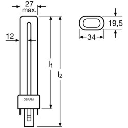 OSRAM DULUX S 11W/827 G23, 2P DIM Energiesparlampe, 2700 K, extra Warmweiss