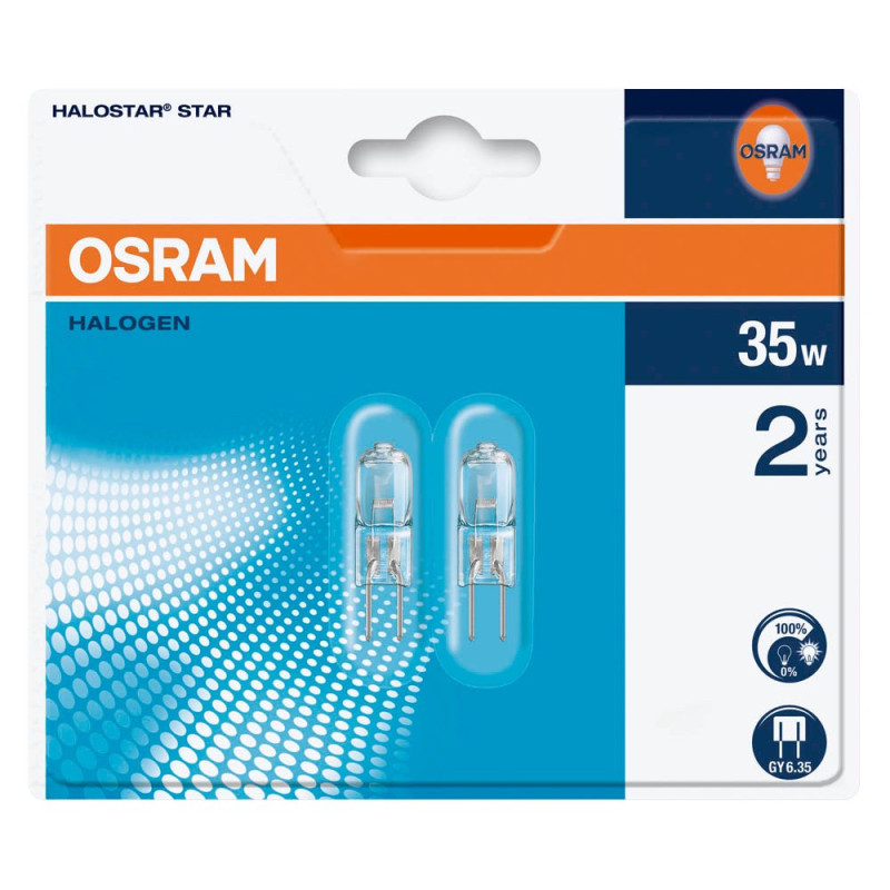 Osram 64432S HALOSTAR 35W, 580 lumen, 12V GY6,35, Halogen-NV-Lampe dimmbar, 2 Stück