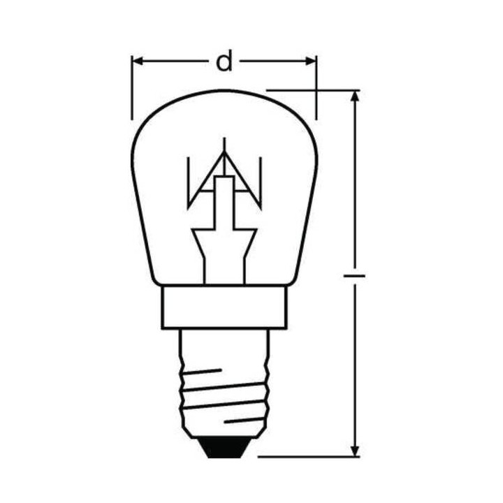 Osram SPC.T26/57 CL 15W E14 klar FS1 Birnenformlampe T-Kolben, Backofen