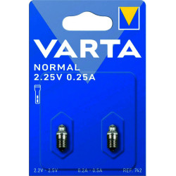 VARTA 742 Argon, 2,25V 0,25A, Glühbirnchen, Spitzlinse, E10-Schraubsockel/-gewinde, 2 Stück