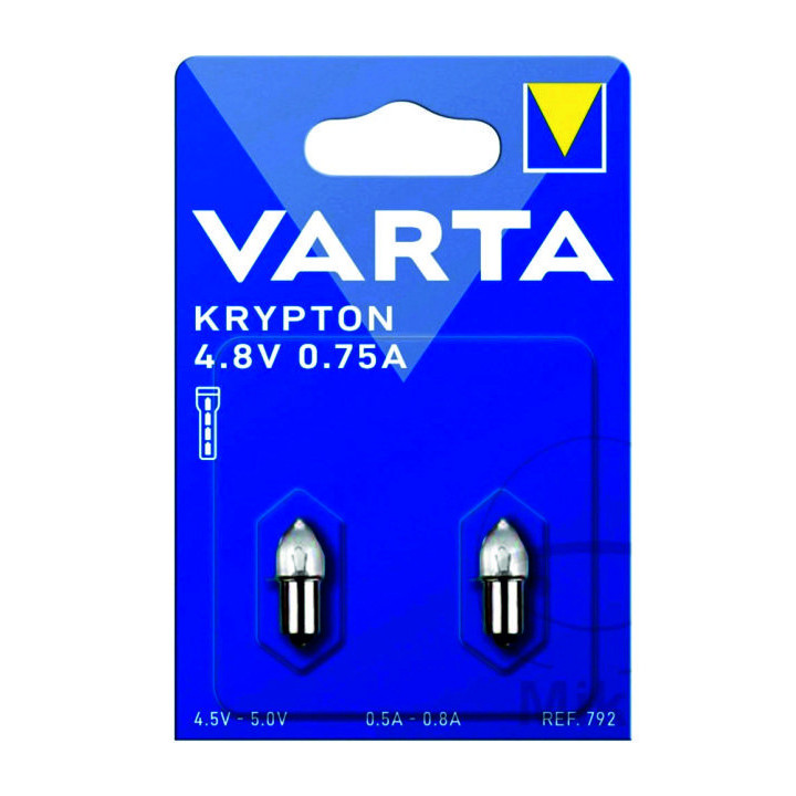 VARTA 792 Krypton BA9s 4,8V 0,75A, Olivenform, Stecksockel, 2 Stück