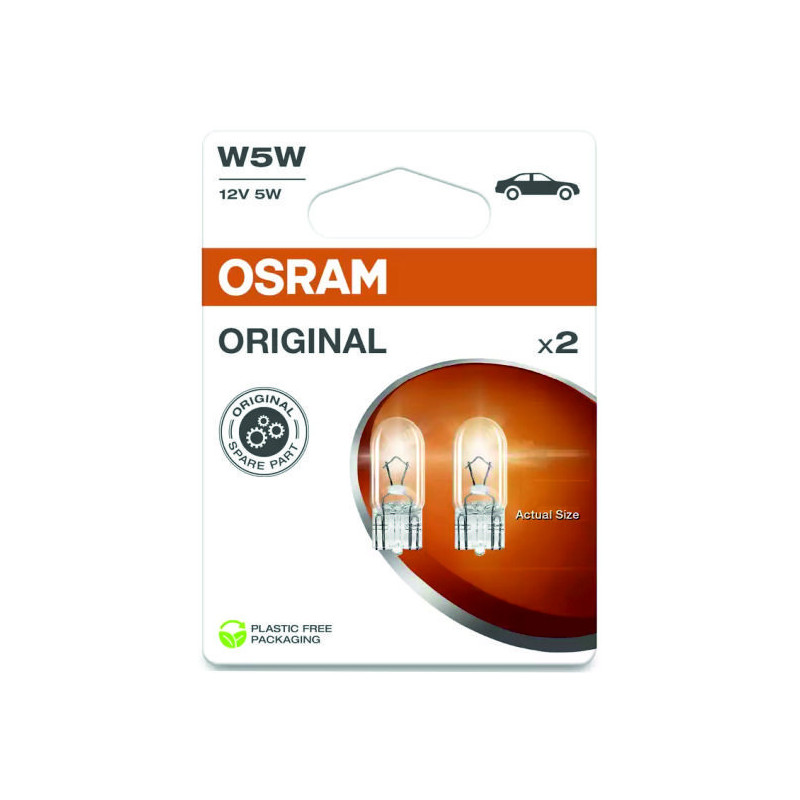 OSRAM 2825 KFZ-Signal Leuchtmittel Original Line, W5, 5 W 12 V, 2 Stück Blister