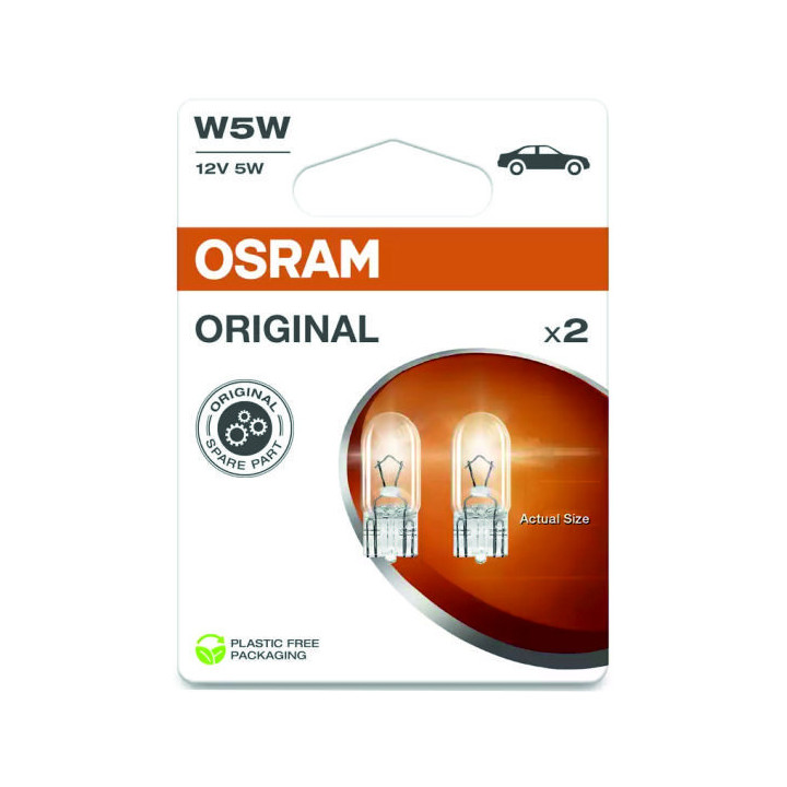 OSRAM 2825 KFZ-Signal Leuchtmittel Original Line, W5, 5 W 12 V, 2 Stück Blister