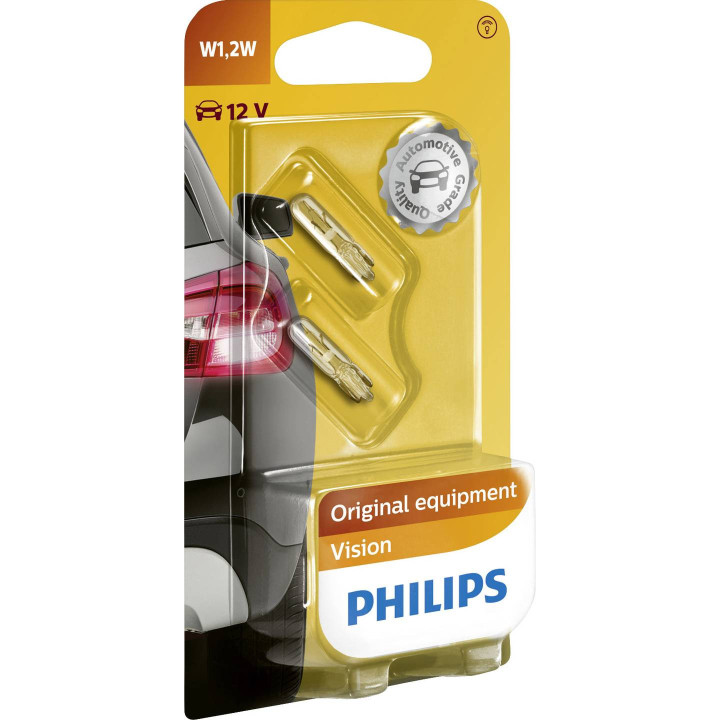 PHILIPS Glassockellampe W1,2W 12516B2, 1,2W 12V, 2 Stück Blister