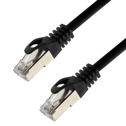 Netzwerkkabel, RJ-45 Stecker - RJ45-Stecker, CAT 7, S/FTP, halogenfrei, schwarz, 7,5 m