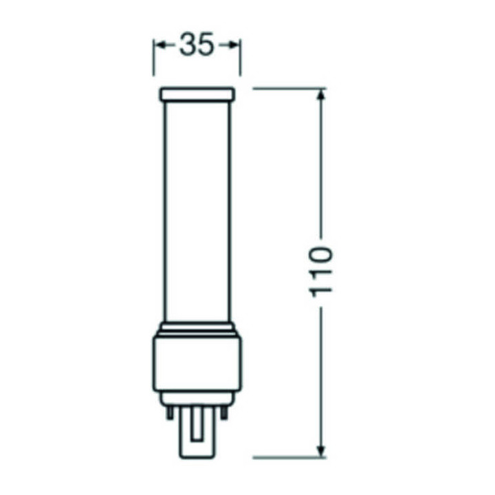 Osram DULUX D LED Kompaktlampe G24d-1, 5W/830, 540lm, 110mm, 3000K, warmweiß, 2-Pin, Ersatz für DULUX D 10W